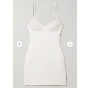 David Koma Glittered Cady White Mini Dress